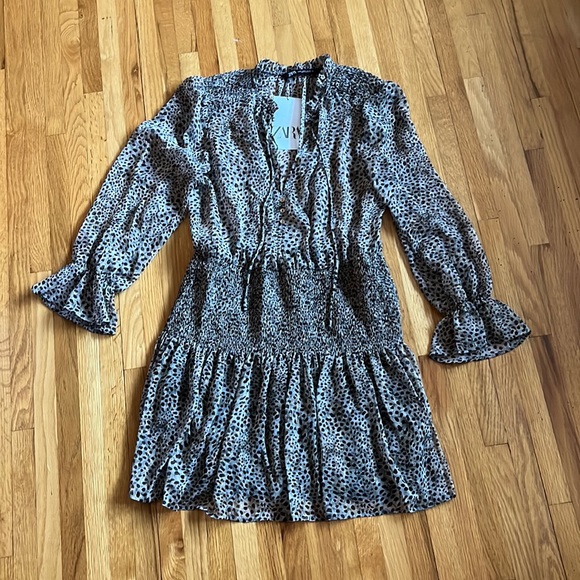 Zara Leopard Print Mini Dress - Picture 1 of 10